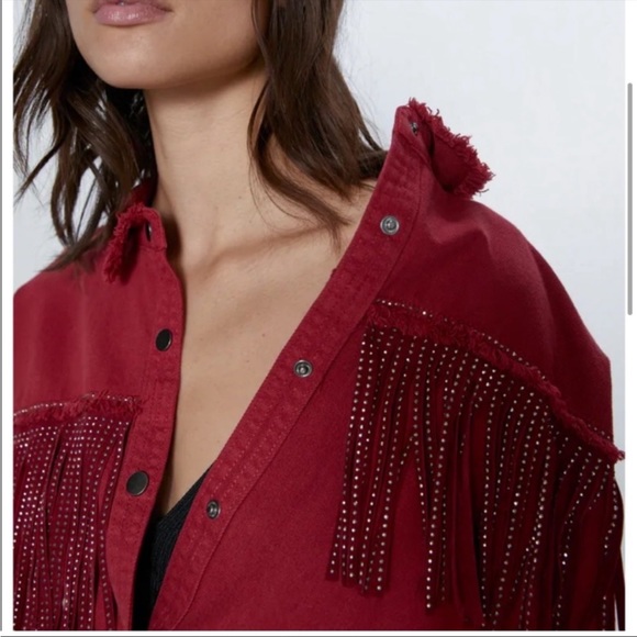Zara Jackets & Blazers - Zara Shiny Fringe overshirt jacket